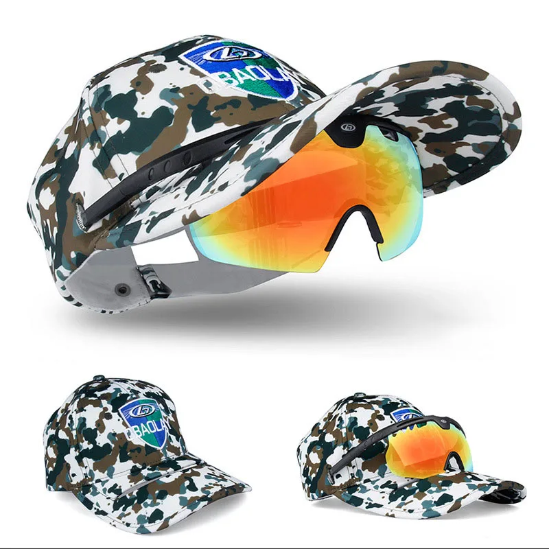 Obaolay поляризационные солнцезащитные очки для рыбалки с Спортивная Кепка ветрозащитные очки - Цвет: Зеленый