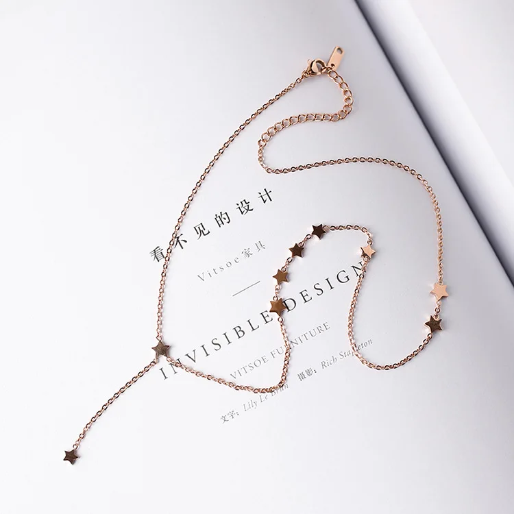 

2017 Fashionable Simple Statement Necklace Alloy Star Pentagram Pendant Exquisite Choker Necklace For Women Kolye Collares