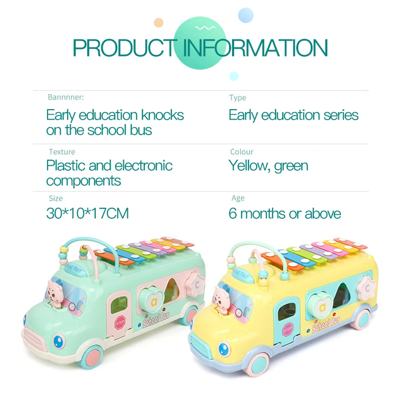 Piano de Brinquedo Musical do Bebê Bater na Tecla de Piano Educativos de Som Brinquedos do Bebê Instrumento Crianças Música Ônibus Classificador 8-note Criança Brinquedos 5 Instrumento Crianças Música Piano de Brinquedo Musical