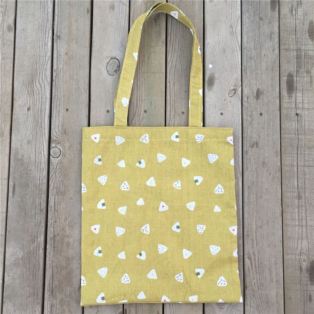 YILE желтая хлопковая льняная Экологичная для шоппинга с ручкой сумка на плечо принт рисовой Овощной шарик желтая основа 8108c