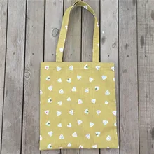 YILE желтая хлопковая льняная Экологичная для шоппинга с ручкой сумка на плечо принт рисовой Овощной шарик желтая основа 8108c