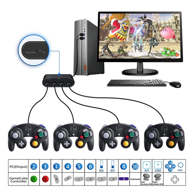 4 Ports For GC Controllers USB Adapter Converter for NS PC for PC Game Accessories