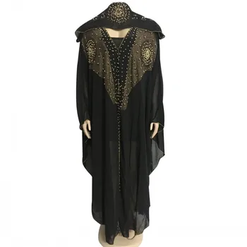 

Pearl Robes Long Dresses New Fashion Plus Size Chiffon Maxi Dress With Cap Black Abaya Maxi Long Batwing Vestidos