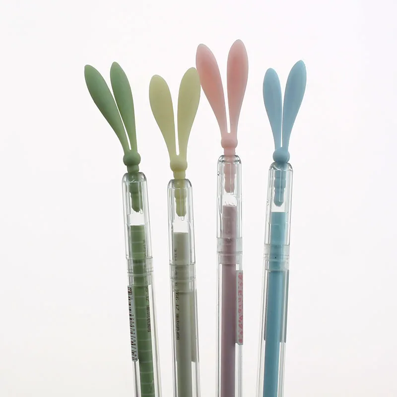 

4 Piece Cartoon Rabbit Ear Kawaii School Supply Office Stationery Gel Pen Handles Creative Cute Gift Bunny Multi function