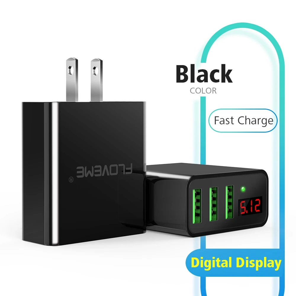 New Floveme OTG 3 Порты и разъёмы USB Зарядное устройство для Samsung Galaxy S9 S8 Plus 5 В 3A LED Дисплей