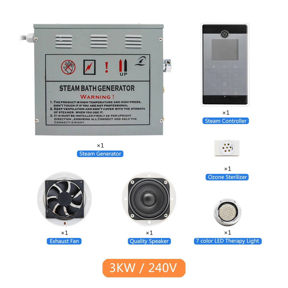 

New 1set Bluetooth FM Radio Touch Screen Control Panel 3KW 220-240V Bathroom Spa Steam Shower Sauna Accessories Bath Generator