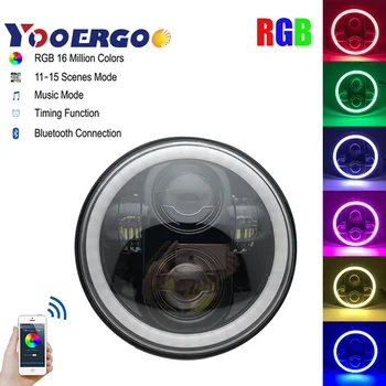 

RGB Halo 5.75 inch LED Headlights for Motorcycle 5 3/4 inch LED Headlight bulbs with Bluetooth Function
