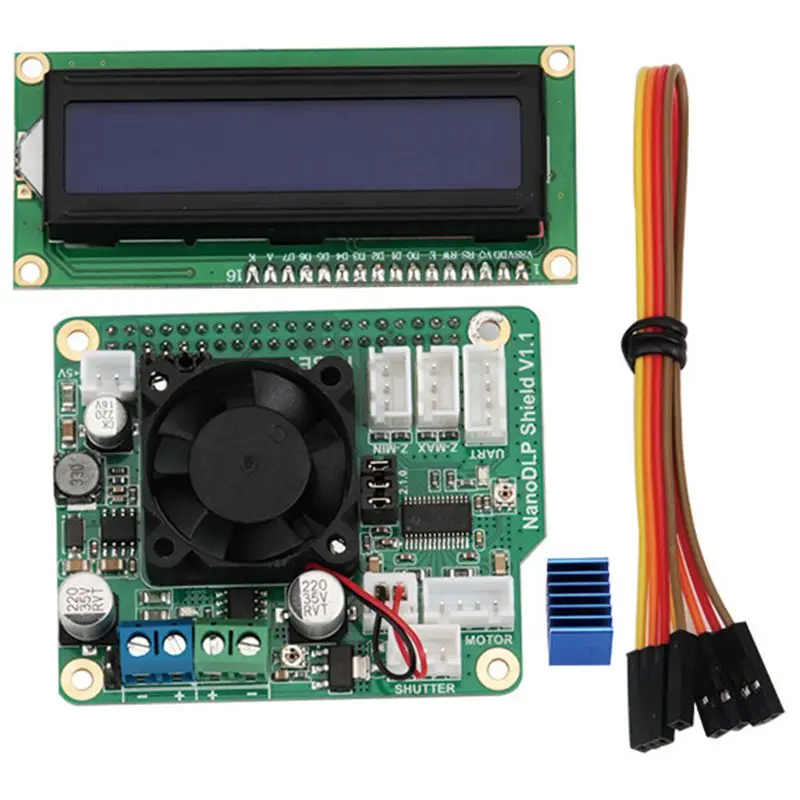 

NanoDLP Shield V1.1 Expansion Board With DRV8825 Controled MOS + LCD1602 16X2 LCD With I2C 1602 LCD Module Blue Screen