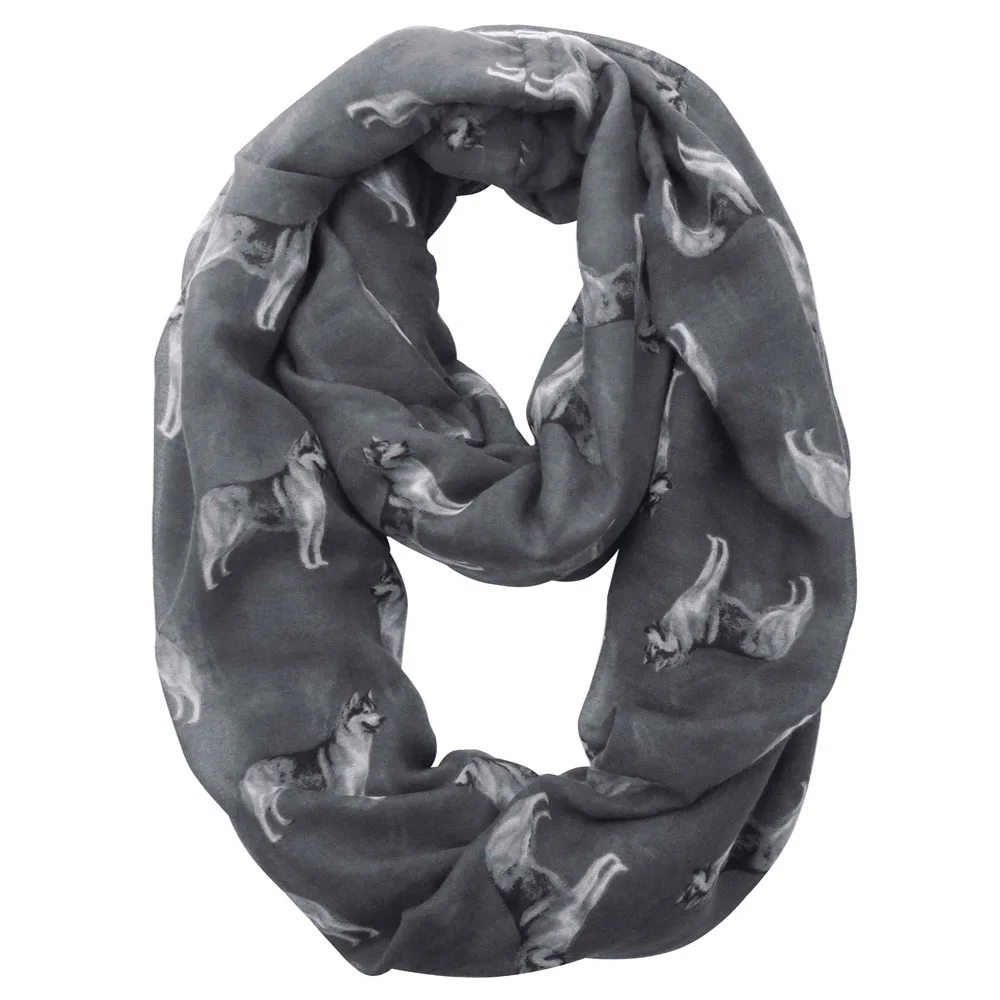 

Siberian Husky Dog Print Womens Infinity Loop Tube Scarf Wrap Soft Lightweight Pet Gift Idea