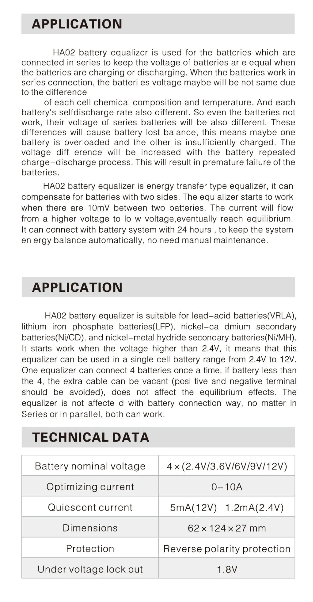 HA02 user manual