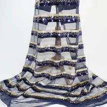 Золотые, черные, темно-синие полосы, блестки, ткань, вышитая бисером, марля, сетчатая ткань, дизайнерский материал, Базен Riche Getzner