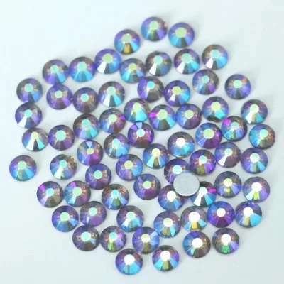 Color AB Glue on Glitter Flatback Glass Crystal Non Hot fix rhinestone For Gymnastics Clothes Shoes 3D Nail Art Decoration