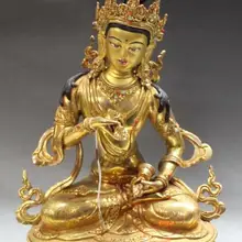 S00245 1" Тибет буддизм Бронзовый 24 К золото ваджрадхара Ваджрабхайравы богиня статуя Будды