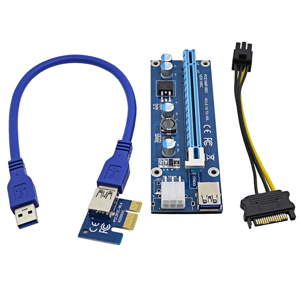 CHIPAL VER006C 30 см PCI E Райзер карта 006C Express 1X к 16X адаптер USB 3 0 кабель SATA 6Pin питание для