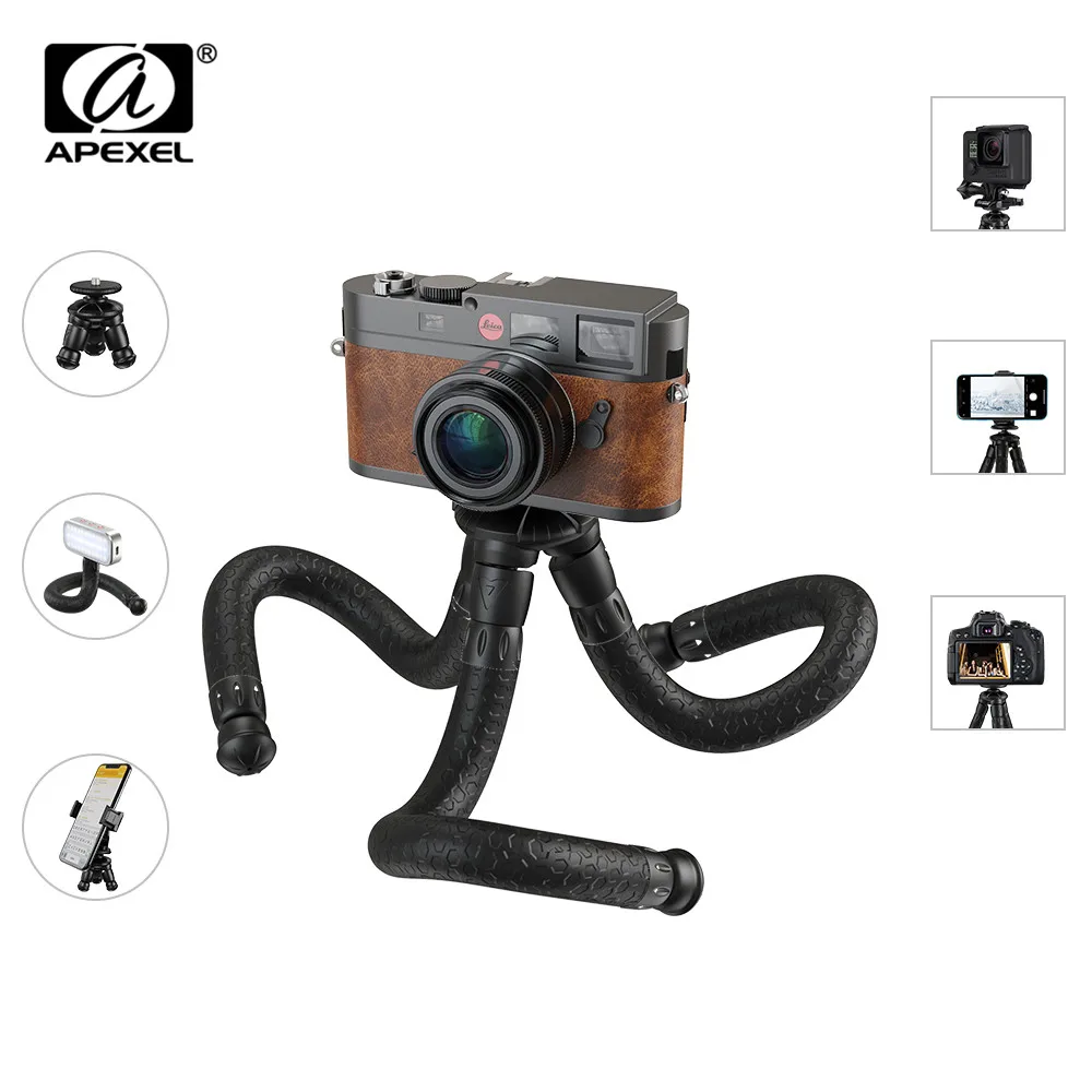 

APEXEL Portable Flexible Octopus Travel Mobile Phone Tripod Bracket Monopod Selfie Mini TripodFor iPhone DSLR Camera Gopro