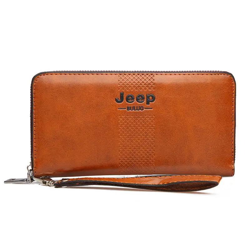 JEEP BULUO, мужской клатч, кошельки, известный бренд, Длинный кошелек, кошелек, большая вместительность, сумки, клатч, сумка для iPhone, мужская кожаная мода - Цвет: Orange