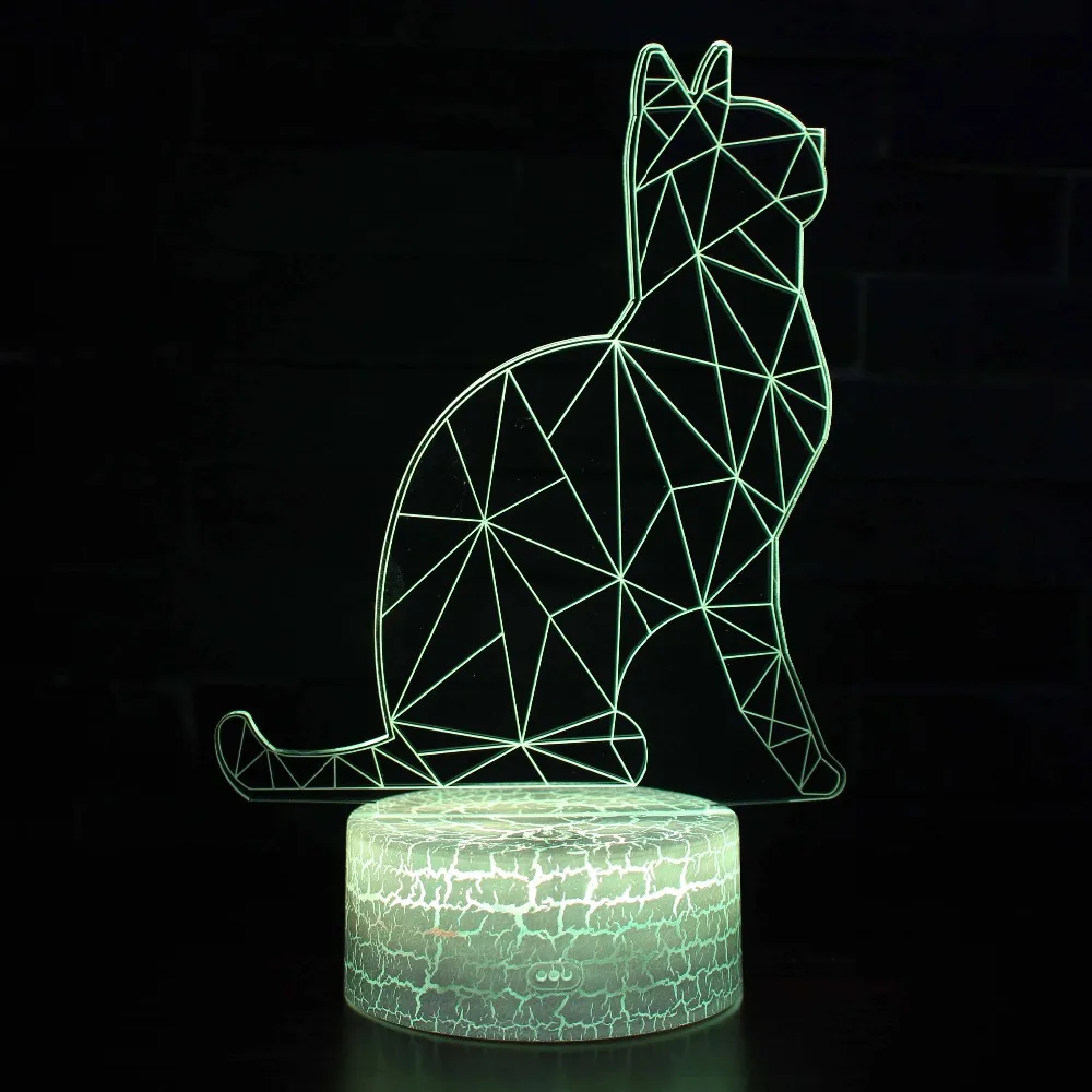 3D Визуальный Кот Ночной свет животное светодио дный 7 цветов Сменное настроение лампа USB Иллюзия Настольная лампа для дома декоративная как