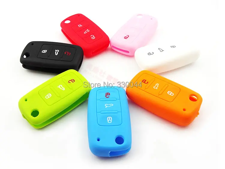 

High quality muti-color Silicone Car Key Cover for SEAT Alhambra IBIZA Leon remote key cover keychain auto accessories key ring