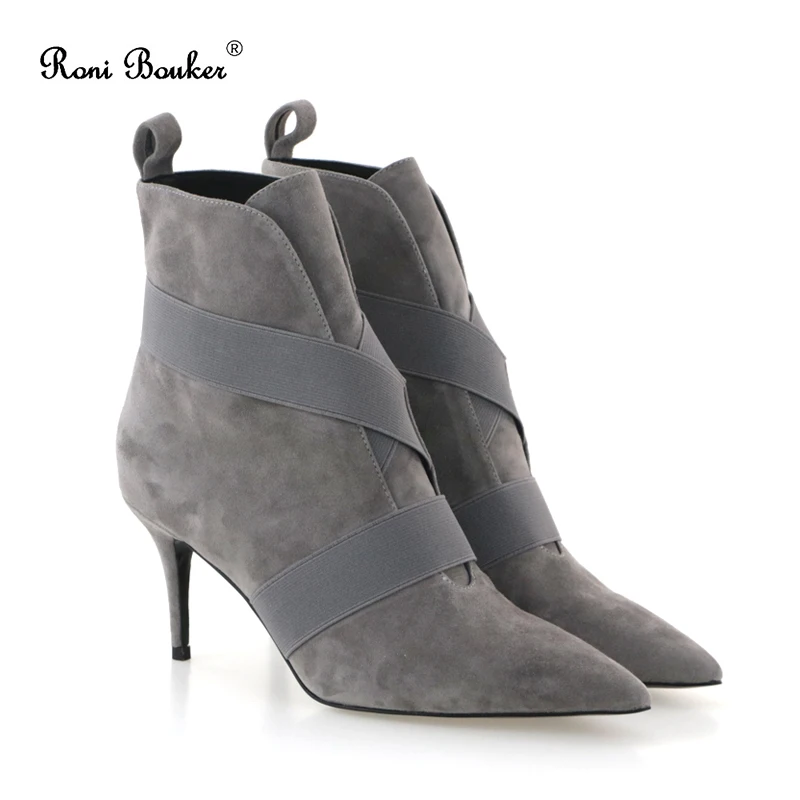 

Retro Genuine Leather Boots New 2018 Autumn Winter Woman Boots High Heels Women Leather Ankle Boots Sexy Pointed Toe Shoes
