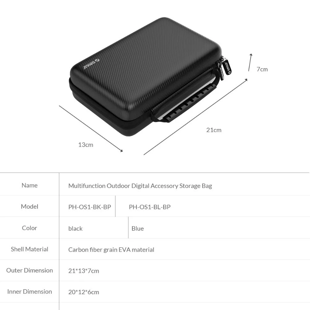 ORICO HDD коробка для хранения EVA водонепроницаемый кабель зарядное устройство аксессуары защитный Портативный чехол для хранения коробка большой емкости чехол