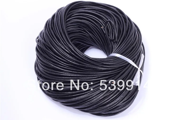 

3mm Length Black Round Real Leather Jewelry Cord 90M/ROLL