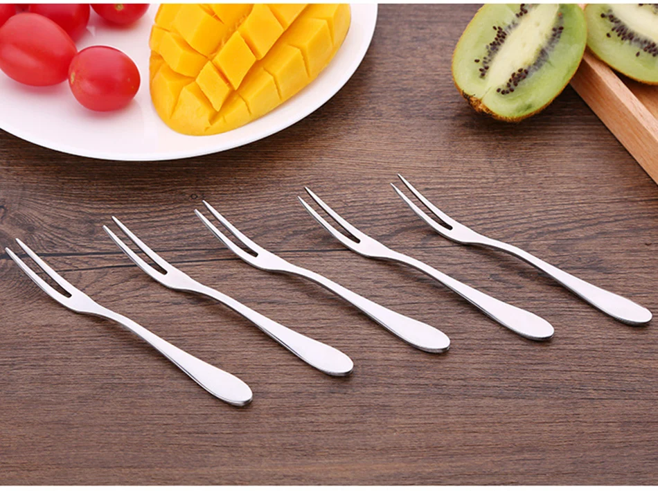 3pcs/set Stainless Steel Mini Party Forks and knife Fruit cake Forks with Prong Bistro Cocktail Tasting Appetizer Forks Set