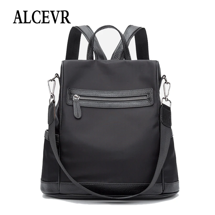 

ALCEVR Waterproof Pu Leather Backpack For Women Casual Patchwork Backpack For Students Girls All-Match Bags Soft School Bag