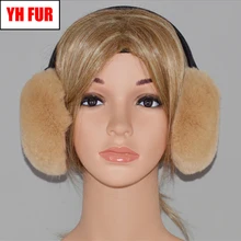 Новые русские девушки зима натуральный кролик Рекс Меховые наушники женские теплые модные ушные вкладыши Плюшевые Пушистые из натурального кроличьего меха