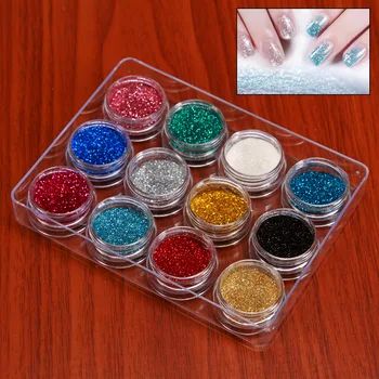 

12 Pieces/Set Mix Colors Metal Glitter Nail Art Tool Kit Acrylic Powder Glitter Powder Dust gem Polish Nail Tools Decoration 36g
