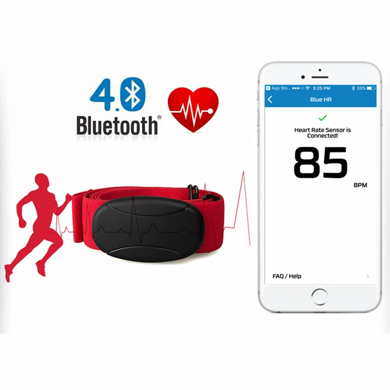 Pulso Correa de pecho/correa para el bango BLUETOOTH 4,0 para RUNTASTIC Pro WAHOO STRAVA Monitor de frecuencia cardiaca sensor