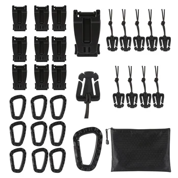 

30pcs/set EDC GEAR Outdoor Tools Molle Strap Backpack Bag Webbing Connecting Buckle Clip Military D Ring Hooks Backpack Accessor