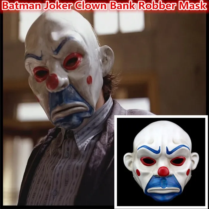  100% Resin Batman Dark Knight Adult Joker Clown Bank Robber mask Costume Halloween Masquerade party