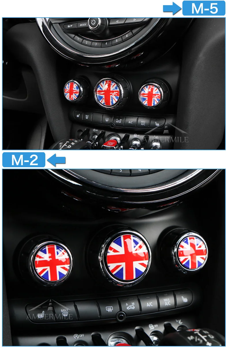Car Interior Air Conditioning Switch Knobs Stickers Covers Decals for Mini Cooper JCW F55 F56 Accessories Car Styling (8)