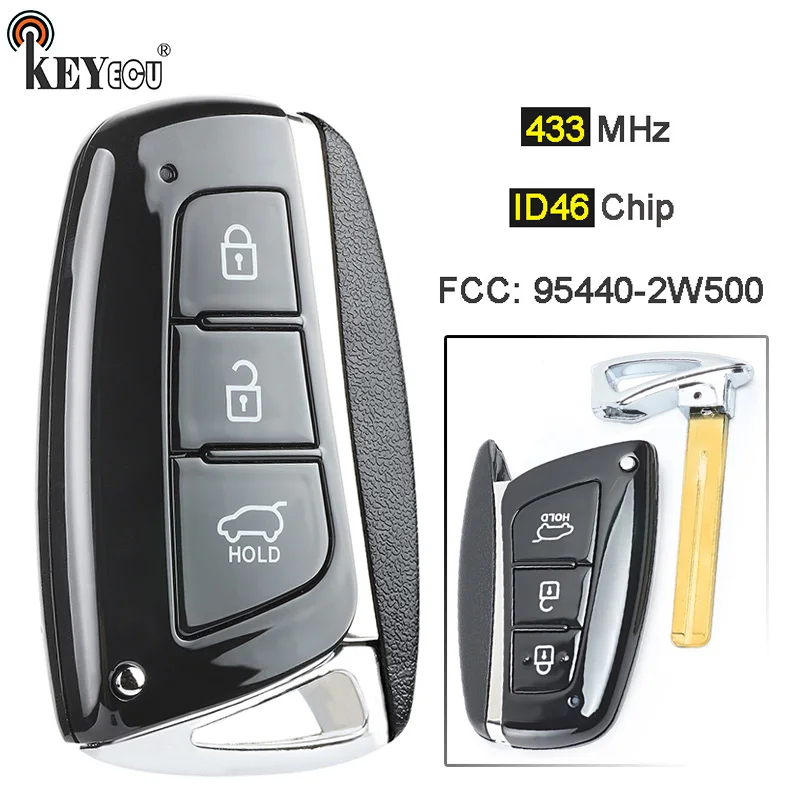 KEYECU 433 МГц CAN ID46 чип FCC: 95440 2W500 смарт 3 кнопки дистанционный ключ брелок от машины