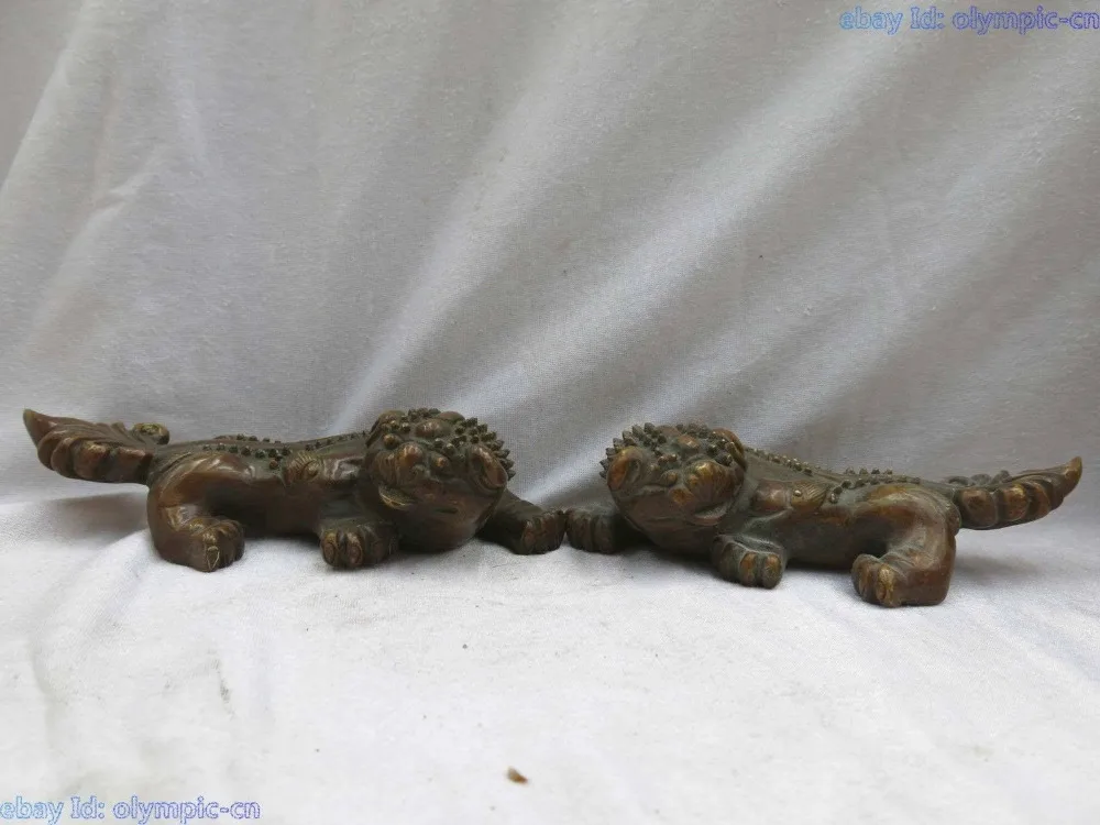 

China bronze Copper carved money dragon son Brave troops Statues sculpture