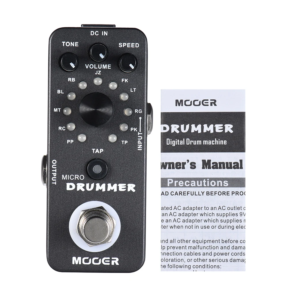 Горячая MOOER микро барабанщик цифровая барабанная Гитара педаль эффектов с Tap темп функция истинный обход полный металлический корпус