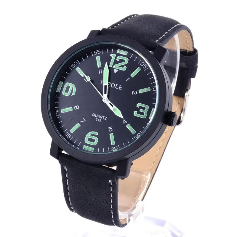 YAZOLE Band Men Wristwatch Luminous Dial Watch Large Numbers Watches