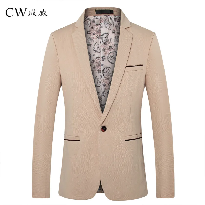 CW Brand Clothing Blazer Men 2019 One Button Men Blazer Slim Fit Costume Homme Suit Jacket Masculine Blazer M-5XL Tuxedo Dress