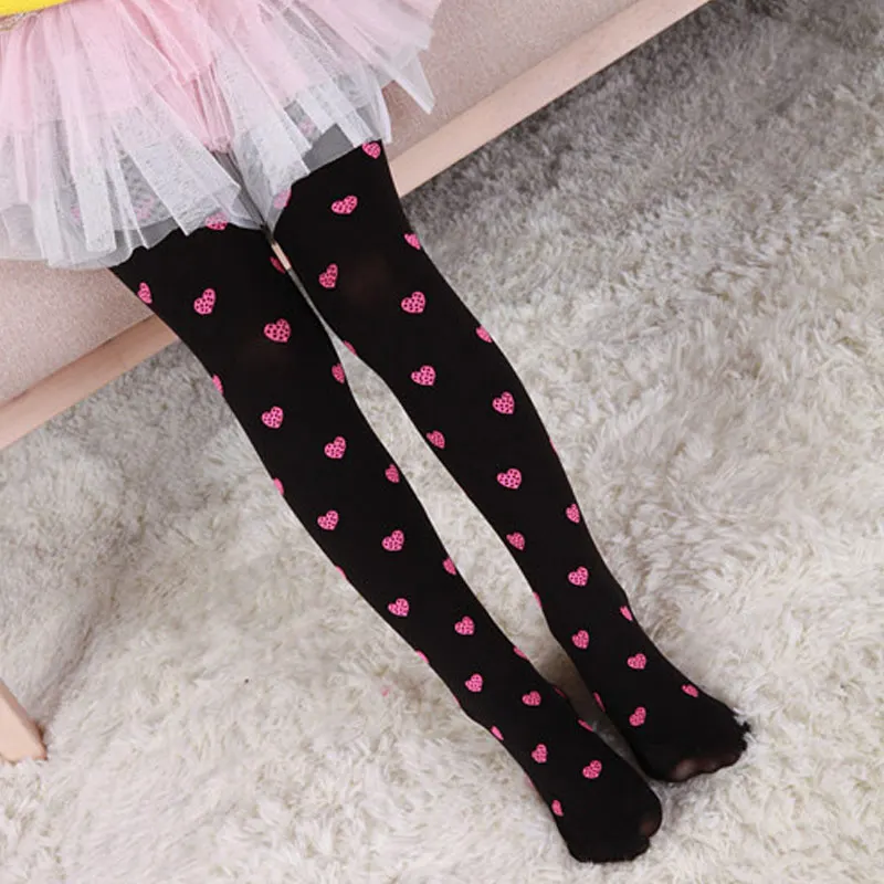 

Fashion Heart Printed Baby Children Girls Candy Color Pantyhose Velvet Socks IK88