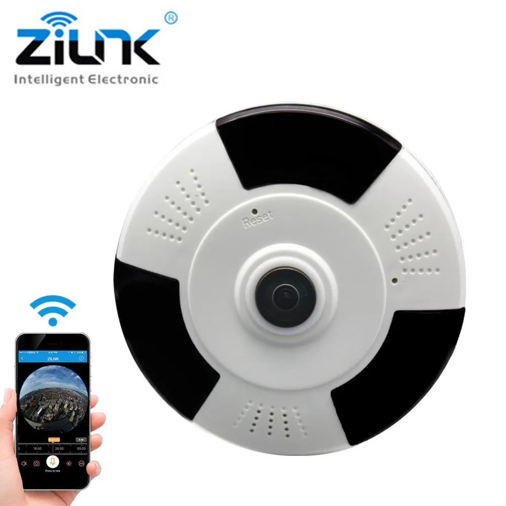 

ZILNK 1080P HD 360 Degree IP Camera WI-FI Fisheye Panoramic VR Cam Wireless Ntework Surveillance CCTV Camera V380 View