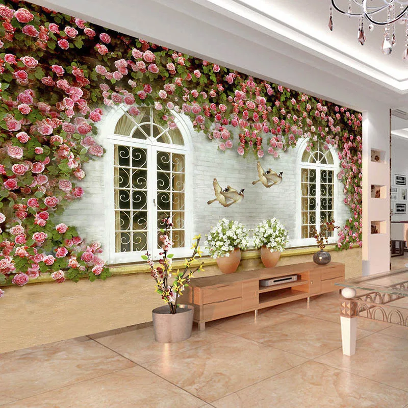 3D Rose Flowers Murals Wallpaper For Living Bedding Room Customized