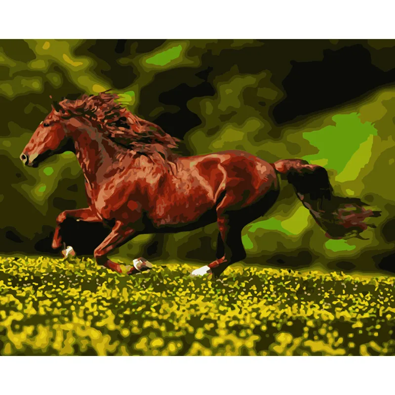 Painting By Numbers DIY Dropshipping 40x50 50x65cm Horse running in the wild Animal Canvas Wedding Decoration Art picture Gift | Дом и сад