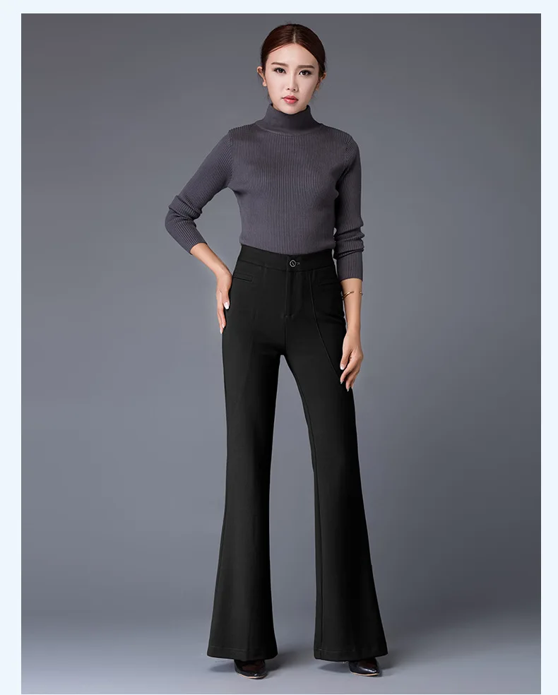 Женские расклешенные брюки высшего класса; сезон весна-осень; узкие брюки с высокой талией; красивые формальные офисные женские брюки;