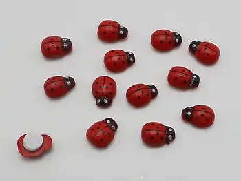 

100 Red Miniature Wooden Red Ladybird Ladybug Beetle Fairy Garden Self-Adhesive