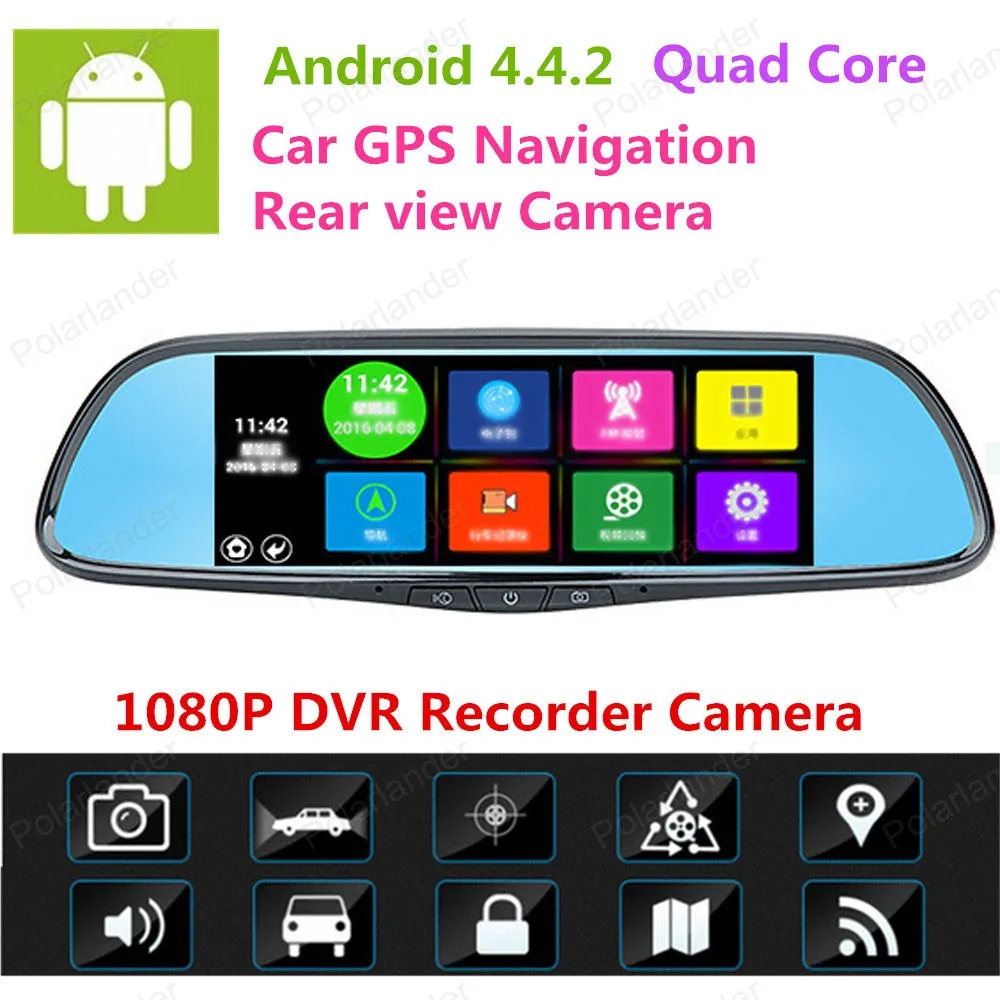 " 1080 P Android умная система, встроенная gps навигация, wifi, зеркало заднего вида, двойной объектив, CarDVR камера, рекордер с бесплатной картой