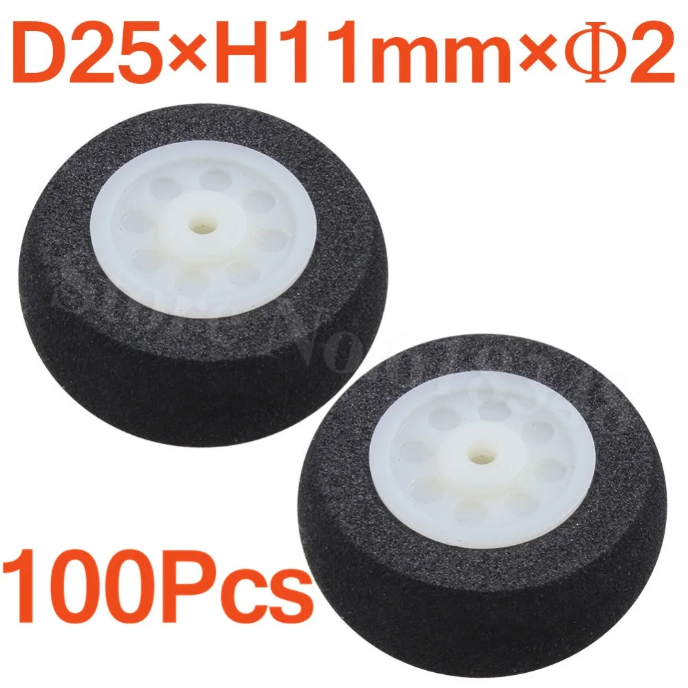 100pcs Small Light Foam Tail Wheel Diam: 25mm Thickness: 11mm Shaft hole :2mm For RC Remote Control Airplane Replacement Parts