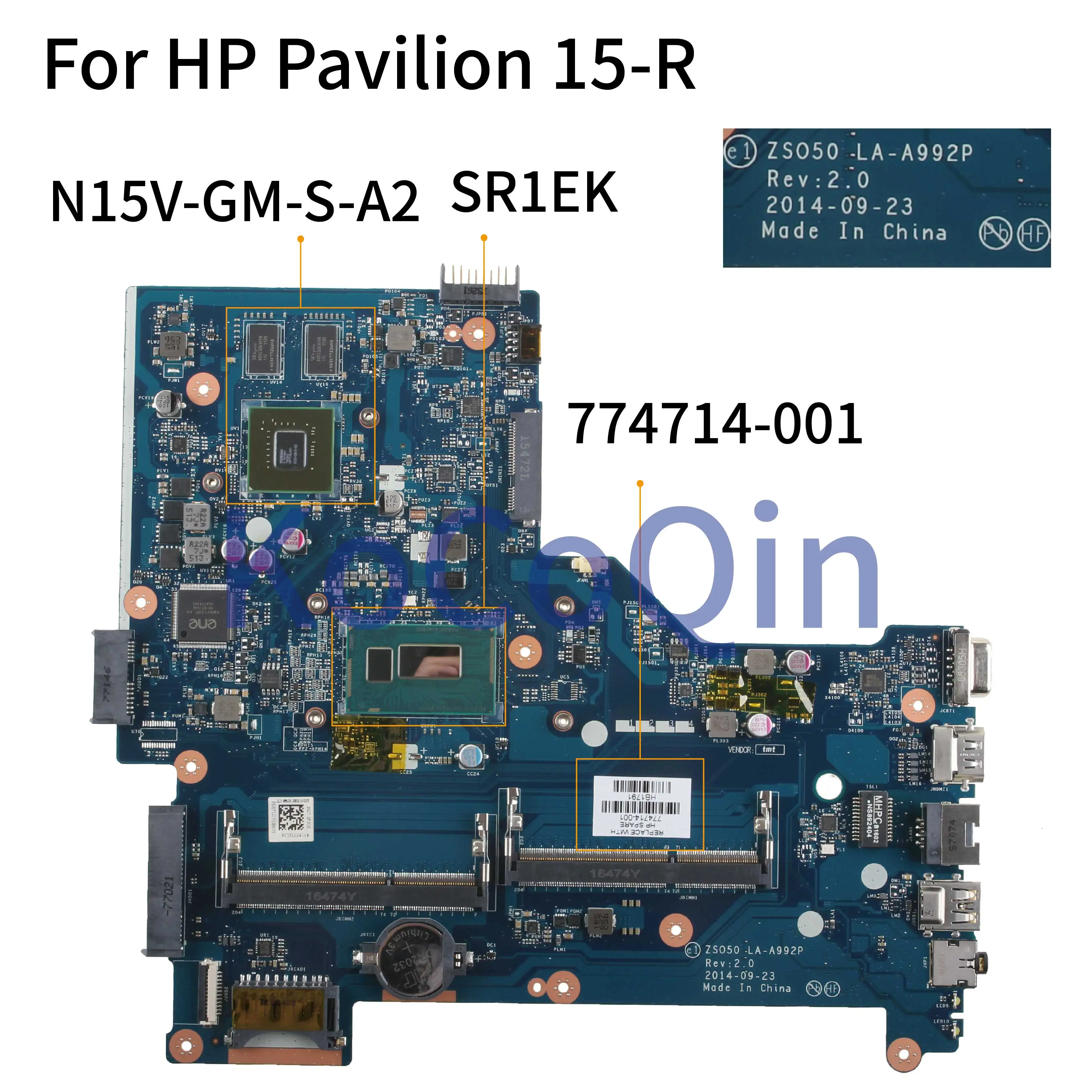 

KoCoQin Laptop Motherboard For HP Pavilion 15-R 250 G3 I3-4005U Mainboard 776078-001 776078-501 774714-001 LA-A992P N15Y-GM-S-A2