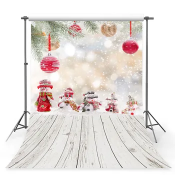 

Christmas background photography Snowman wooden Glittering bokeh photography backdrop children decorate photo studio props