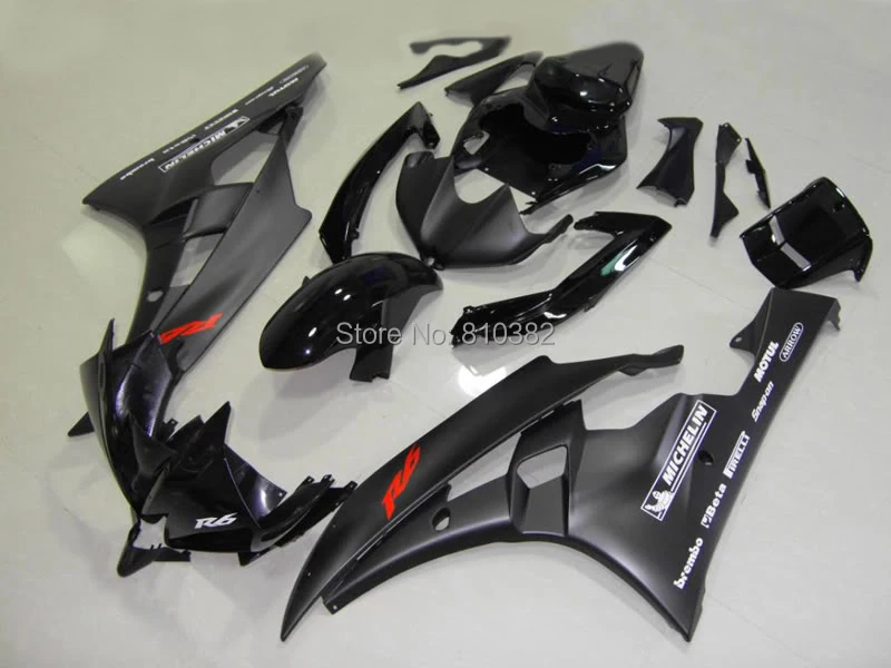 

Injection Mold Motorcycle Fairing kit for YZFR6 06 07 YZF R6 2006 2007 YZF600 Matte&gloss black Fairings set+7gifts YF03