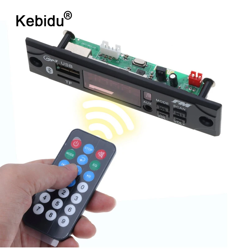 

kebidu 12V Wireless Bluetooth Audio Decoder Board Module Car MP3 Player MP3 WMA WAV AUX 3.5MM USB TF FM decoder board DIY Speake